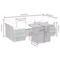 7-delige Loungeset met kussens poly rattan zwart - thumbnail