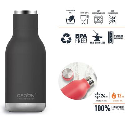 Asobu 842591028847 Zwart Geïsoleerde reisfles
