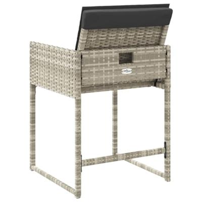 Tuinstoelen 4 st met kussens poly rattan lichtgrijs