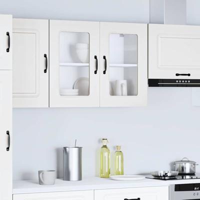 Keukenbovenkast met glazen deur Kalmar bewerkt hout wit