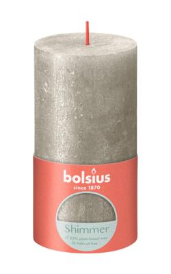 Bolsius shimmer rustiekkaars 130/68 champagne