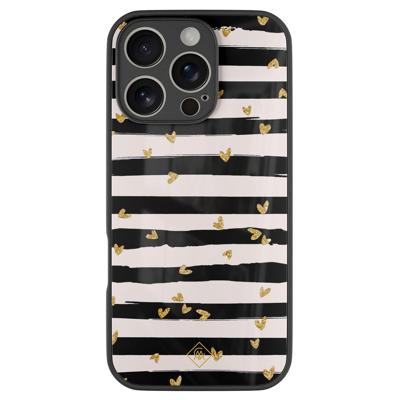 iPhone 16 Pro glazen hardcase - Hart streepjes iPhone 16 Pro glazen hardcase - Hart streepjes