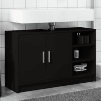 Wastafelkast 90x29x55 cm bewerkt hout zwart - thumbnail