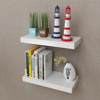 VidaXL Wandplanken mdf zwevend voor boeken/dvd wit 2 st - thumbnail