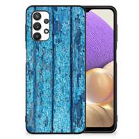 Samsung Galaxy A32 5G Houten Print Telefoonhoesje Wood Blue - thumbnail