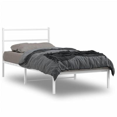 Bedframe met hoofdbord metaal wit 100x200 cm