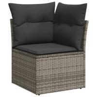 6-delige Loungeset met kussens poly rattan grijs - thumbnail