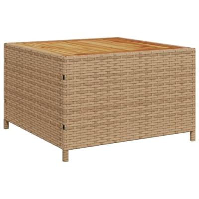 Tuinbank met tafel en kussens L-vormig poly rattan beige