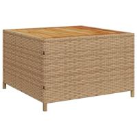 Tuinbank met tafel en kussens L-vormig poly rattan beige - thumbnail