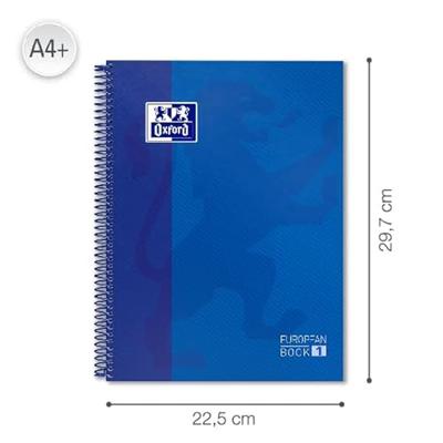 Oxford School Classic Europeanbook spiraalblok, ft A4+, 160 bladzijden, geruit 5 mm, donkerblauw