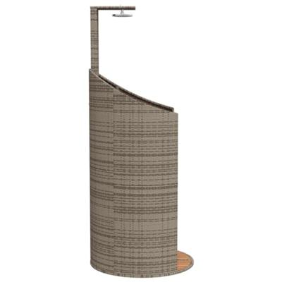 Buitendouche 100x100x241,5 cm poly rattan en acaciahout grijs - thumbnail