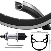 Kgs achterwiel 28 inch (622) zwart-zilver cassette 8-9 speed uitval - thumbnail