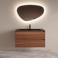 Badmeubelset BWS Riga Met Asia Wastafel Mat Zwart 100 cm Walnoot Boss & Wessing - thumbnail