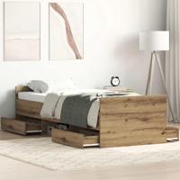 Bedframe zonder matras spaanplaat artisanaal eikenkleurig - thumbnail