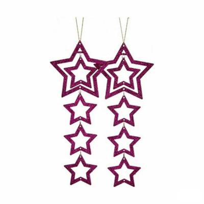 Kerst Decoratie Set Ster Fuchsia 19 x 0,2 x 23 cm (24 Stuks)