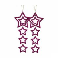 Kerst Decoratie Set Ster Fuchsia 19 x 0,2 x 23 cm (24 Stuks) - thumbnail