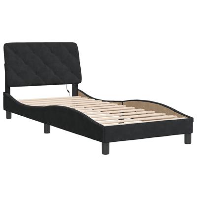 Bedframe met LED-verlichting fluweel zwart 120x200 cm - thumbnail