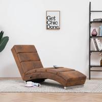 Massage chaise longue kunstsuède bruin - thumbnail