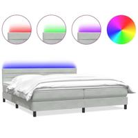 Boxspring met matras en LED fluweel lichtgrijs 180x220 cm - thumbnail