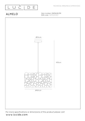 Lucide ALMELO - Hanglamp - Ø 40 cm - 1xE27 - Zwart