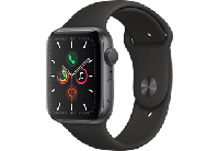 Apple Watch Series 5 44mm Space Gray Aluminium Zwarte Sportband - thumbnail