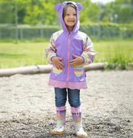 Playshoes regenjas Eenhoorn Hartje Lila-140 - thumbnail