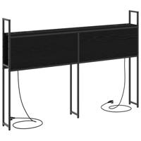 Opberghoofdbord met hoofdeinde met opslag Zwart eiken 135 cm Bewerkt hout - thumbnail