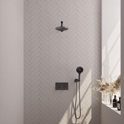 Brauer Gunmetal Edition Thermostatische Regendoucheset Inbouw - Hoofddouche 20 cm - Rechte Wandarm - Met Drukknoppen - Handdouche 3 Standen - Doucheslang - Wandaansluitbocht - Gunmetal