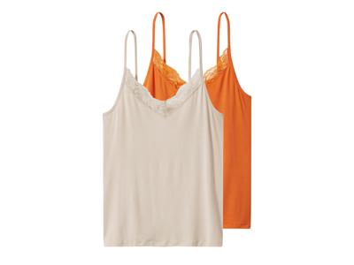 esmara 2 Dames spaghettitops (oranje/beige, M (40/42))