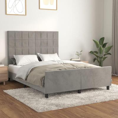 Bedframe zonder matras 140x190 cm fluweel lichtgrijs