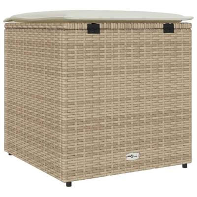 Kussenbox met opslag Beige 50 x 50 x 50 cm poly rattan