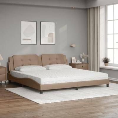 Bed met matras kunstleer cappuccinokleurig 200x200 cm