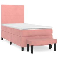 Boxspring met matras fluweel roze 90x200 cm - thumbnail