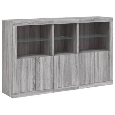 Dressoir met LED-verlichting 162x37x100 cm grijs sonoma eiken