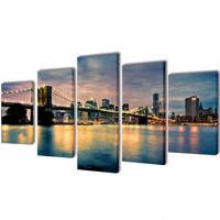 VidaXL Canvas muurdruk set brooklyn bridge rivier uitzicht 200 x 100 cm - thumbnail