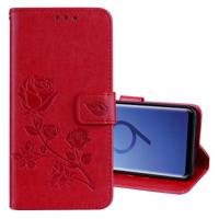 Voor Galaxy S9 Rose reliëf horizontale Flip milieu PU lederen draagtas met houder & kaartsleuven & portemonnee (rood) - thumbnail