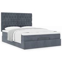 Ottoman bed met matrassen 140x190cm fluweel donkergrijs - thumbnail