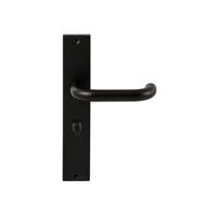 Hardbrass Deurkruk Stockholm op rechthoekig langschild WC63/8mm - zwart - thumbnail