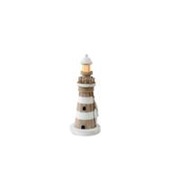 Vuurtoren hout met licht 11,5x11,5x29cm - thumbnail