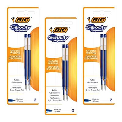 Gelschrijvervulling Bic voor diverse gelpennen M blauw blister à 2st