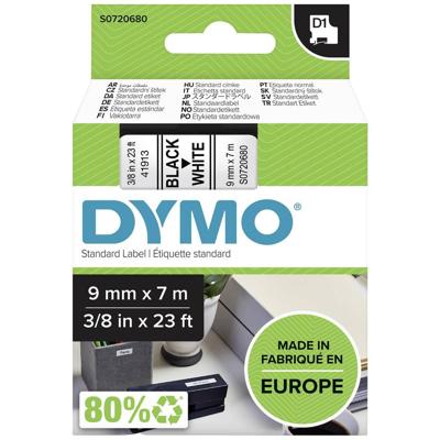 Labeltape Dymo LabelManager D1 polyester 9mm zwart op wit Labeltape Dymo LabelManager D1 polyester 9mm zwart op wit