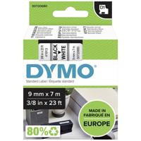 Labeltape Dymo LabelManager D1 polyester 9mm zwart op wit - thumbnail