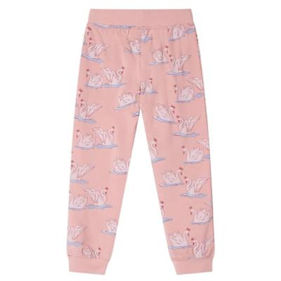 Kinderpyjama met lange mouwen zwanenprint 128 lichtroze - thumbnail