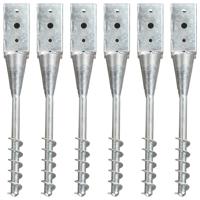 VidaXL Grondpinnen 6 st 10x10x57 cm gegalvaniseerd staal zilverkleurig - thumbnail