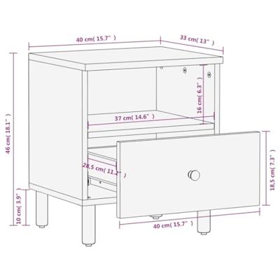 Nachtkastjes 2 st 40x33x46 cm massief mangohout zwart