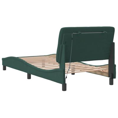 Bedframe met LED zonder matras fluweel donkergroen 160x200 cm