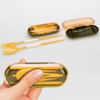 2 PCS Mini Outdoor Portable Travel Sets Candy Color Folding Dinner Set Student Kids Kitchen Tool(Yellow) - thumbnail