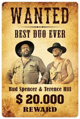 Bud Spencer & Terence Hill Tin Sign Wanted 20 x 30 cm