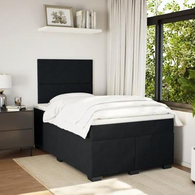 Boxspring met matras fluweel zwart 120x200 cm - thumbnail
