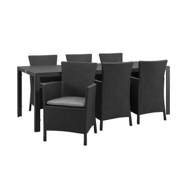 Tuinset Savoie Iowa - antraciet - 7-delig - 215 cm - Leen Bakker